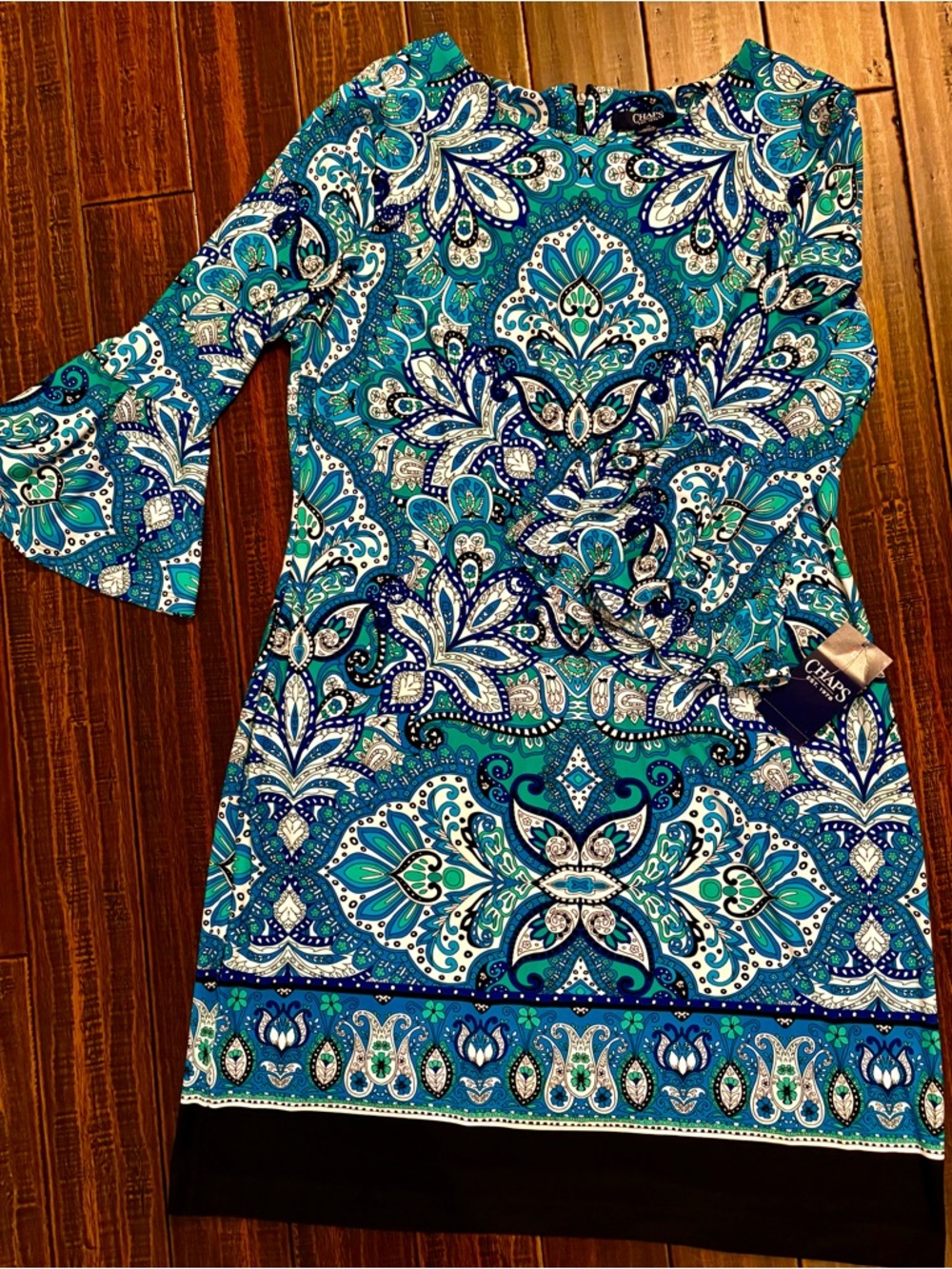 NWT Women’s Chaps Teal & Blue Paisley Dress Size 14